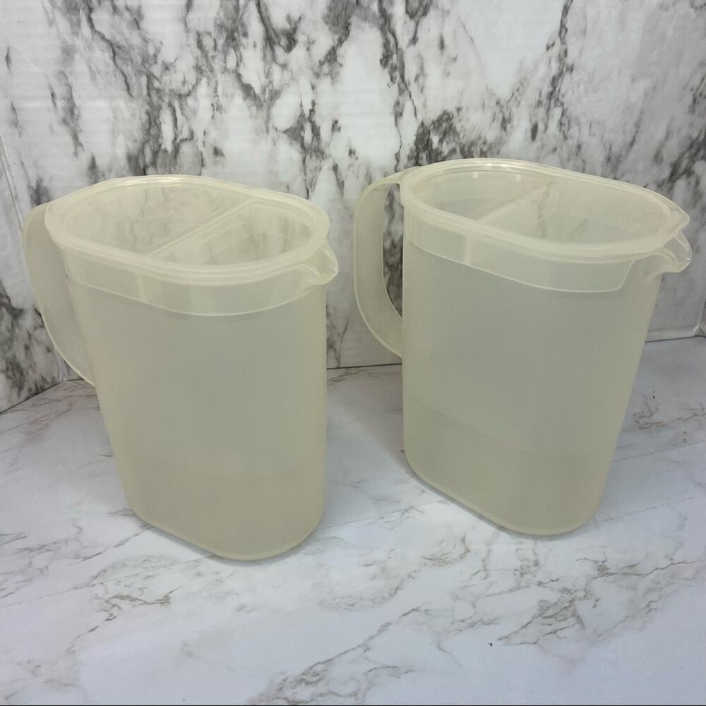 Vintage Clear Tupperware Beverage Container 1 Quart Each